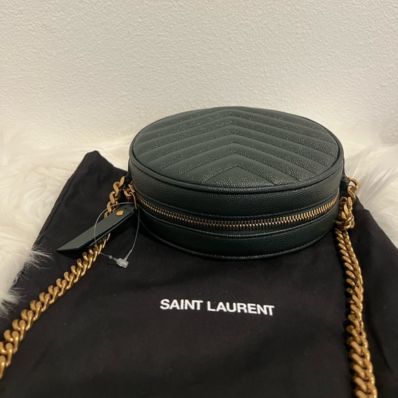 NWT SAINT LAURENT YSL Round Jade Vinyle Chevron Loulou Camera WOC Crossbody Bag - Picture 10 of 10